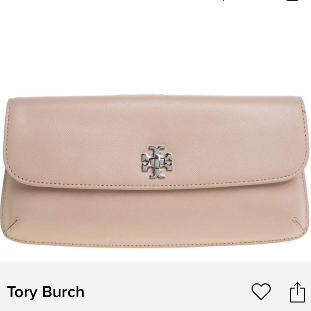 Tory Burch Pink Blush Leather Slim Diana Flap Clutch out of stock online!